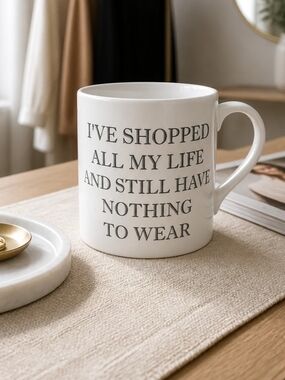 Home Essentials White Ceramic Mug with Black Text - 'I've Shopped'